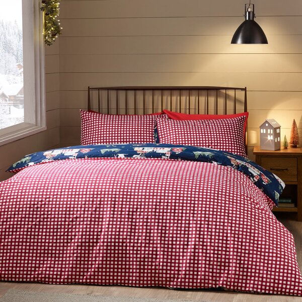 Set copripiumino e federa blu per letto matrimoniale 200x200 cm Ski Village – Catherine Lansfield