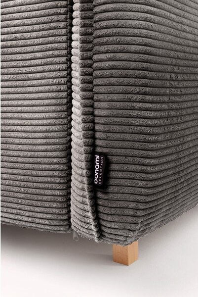 Divano angolare grigio allungabile (con penisola a sinistra/a forma di "U") con rivestimento in velluto a coste Tori – Bonami Selection