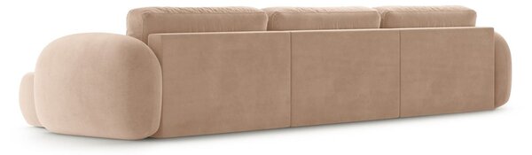 Divano angolare beige allungabile/con contenitore (a U) con rivestimento in velluto Tonale – Cosmopolitan Design