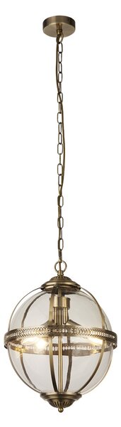 Lampadario Contemporaneo Corona Acciaio Ottone Vetro 3 Luci E14