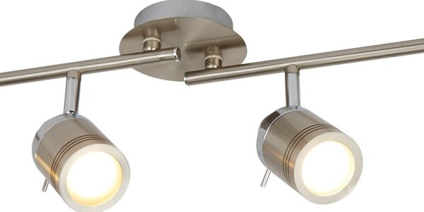 Plafoniera Contemporanea Sansone Acciaio Argento Policarbonato Cromo 4 Luci Gu10
