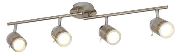 Plafoniera Contemporanea Sansone Acciaio Argento Policarbonato Cromo 4 Luci Gu10
