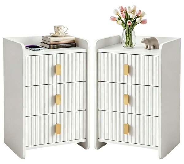 Set di 2 comodini con 3 cassetti e design salvaspazio