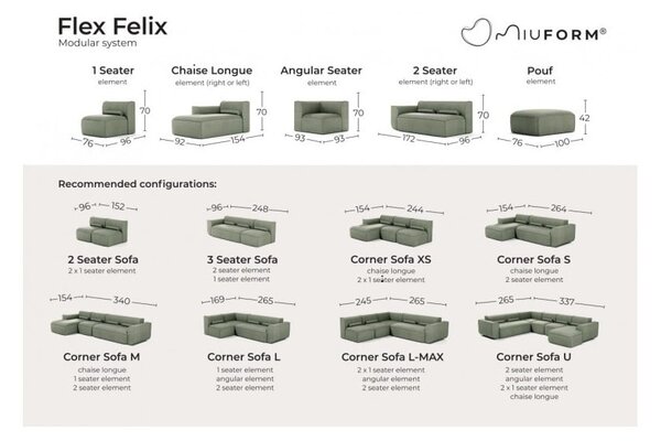 Divano angolare componibile beige (con penisola a destra) Flex Felix – Miuform