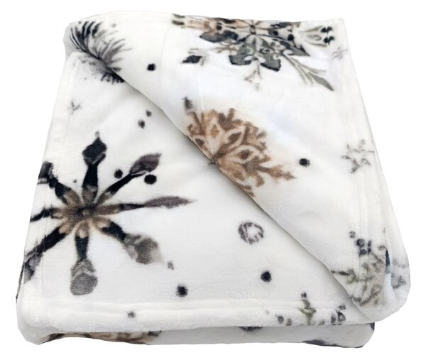 Coperta bianca in micropile a tema natalizio 150x200 cm Nord Flake – My House