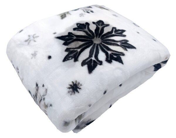 Coperta bianca in micropile a tema natalizio 150x200 cm Nord Flake – My House