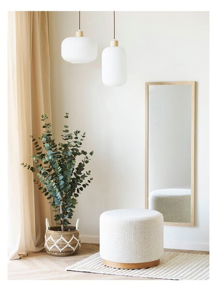 Poggiapiedi beige con rivestimento in bouclé Daisy – House Nordic