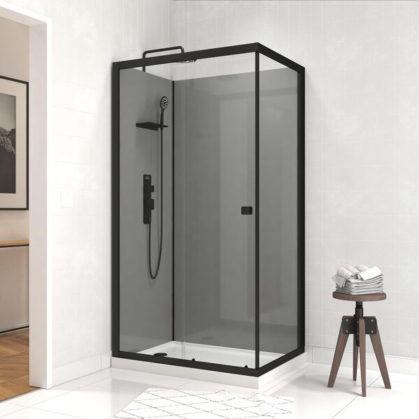 Doccia completa Marwell doccia completa Grey Style Rectangle 215x90x90cm - doccia prefabbricata con vetro temperato da 5 mm - con ripiano per utensili da doccia