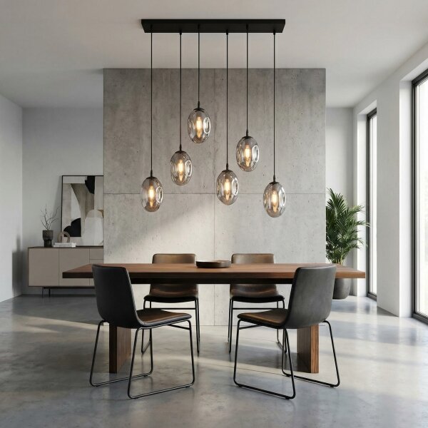 Lampadario a sospensione con filo ASTRAL 6xE14/10W/230V nero/fumé