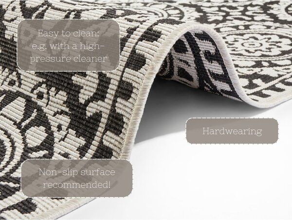 Tappeto da esterno nero e crema , 80 x 250 cm Jardin - NORTHRUGS