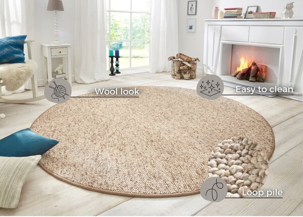 Tappeto rotondo marrone chiaro ø 133 cm Wolly - BT Carpet