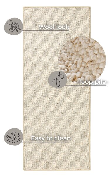 Passatoia color crema-beige 80 x 200 cm Wolly - BT Carpet