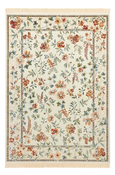 Tappeto in viscosa crema 95x140 cm Oriental Flowers - Nouristan