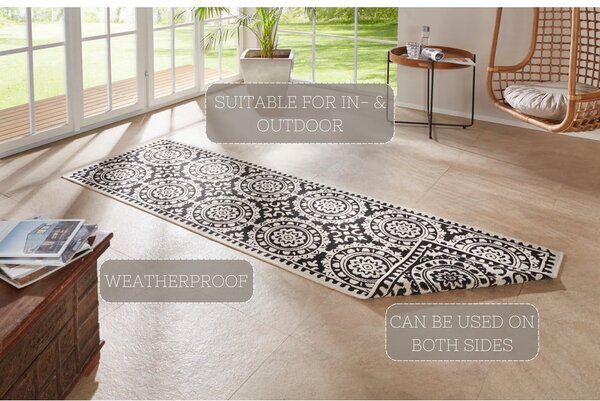 Tappeto da esterno nero e crema , 80 x 250 cm Jardin - NORTHRUGS