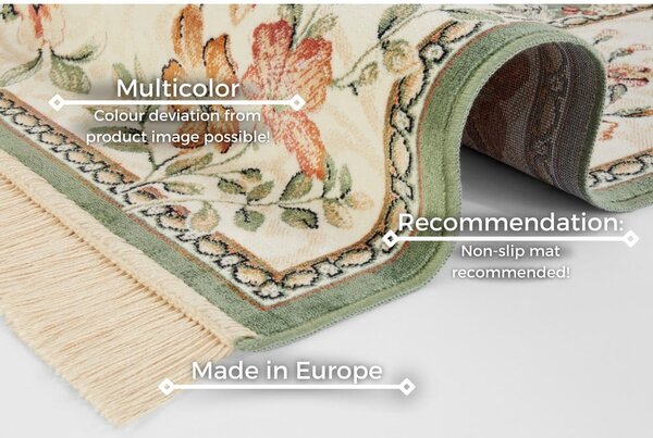 Tappeto in viscosa verde e crema 95x140 cm Oriental - Nouristan