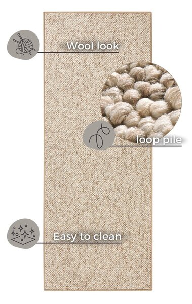 Passatoia beige scuro 80 x 200 cm Wolly - BT Carpet