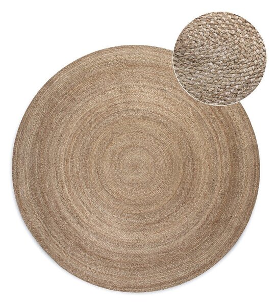 Tappeto rotondo greige in iuta reversibile ø 140 cm Braided – Hanse Home