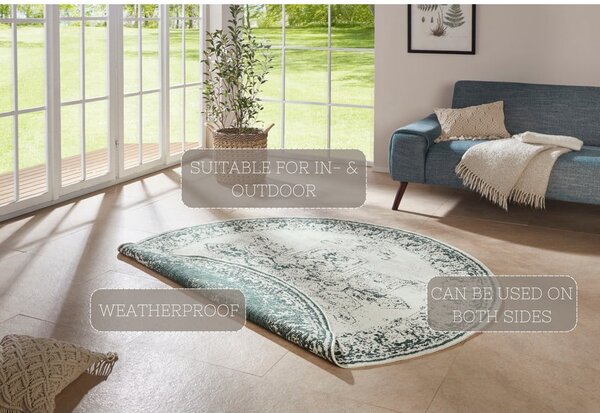 Tappeto da esterno verde e crema , ø 140 cm Borbon - NORTHRUGS