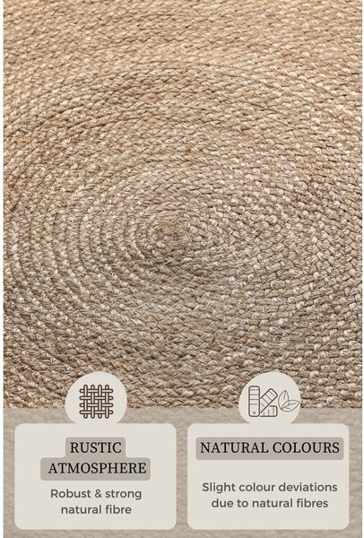 Tappeto rotondo greige in iuta reversibile ø 140 cm Braided – Hanse Home