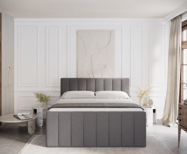 Letto boxspring grigio con contenitore 140x200 cm Ruby - Maison de Rêve