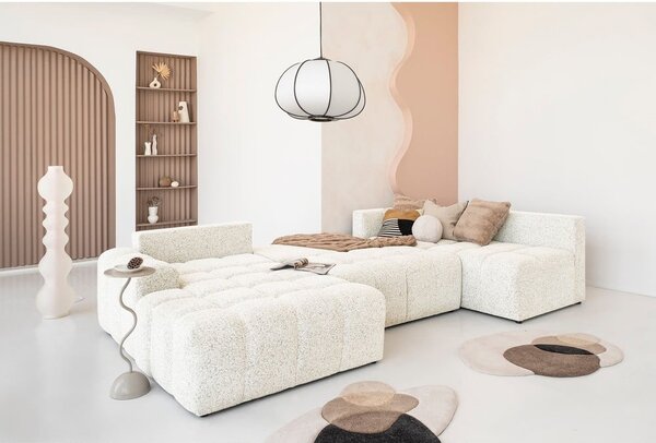 Divano angolare componibile color crema allungabile/con contenitore (con penisola a destra) Lulu – Miuform