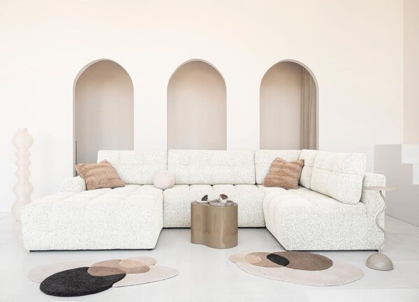 Divano angolare componibile color crema allungabile/con contenitore (con penisola a destra) Lulu – Miuform
