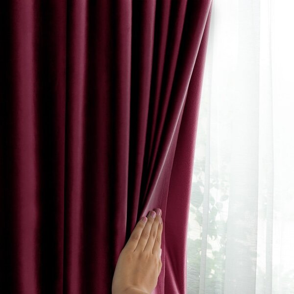 Tenda parzialmente oscurante burgundy in velluto 140x245 cm Eyelets – Restilo