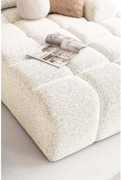 Divano angolare componibile color crema allungabile/con contenitore (con penisola a destra) Lulu – Miuform