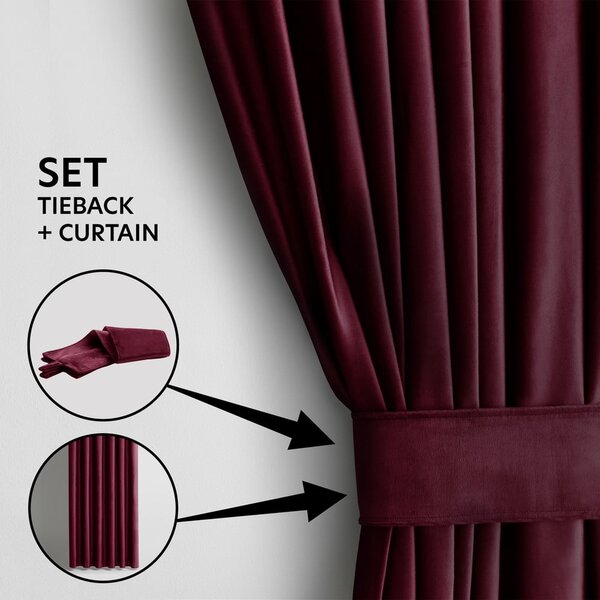 Tenda parzialmente oscurante burgundy in velluto 140x245 cm Eyelets – Restilo