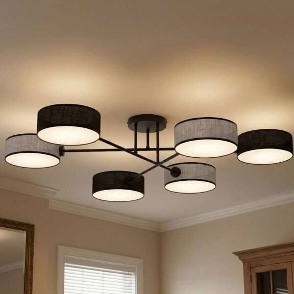 Lampadario a plafone MAGA 6xE14/10W/230V nero/grigio