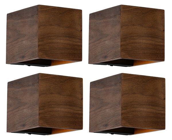 Set di 4 lampade da parete intelligenti in legno di noce con WiFi G9 - Transfer