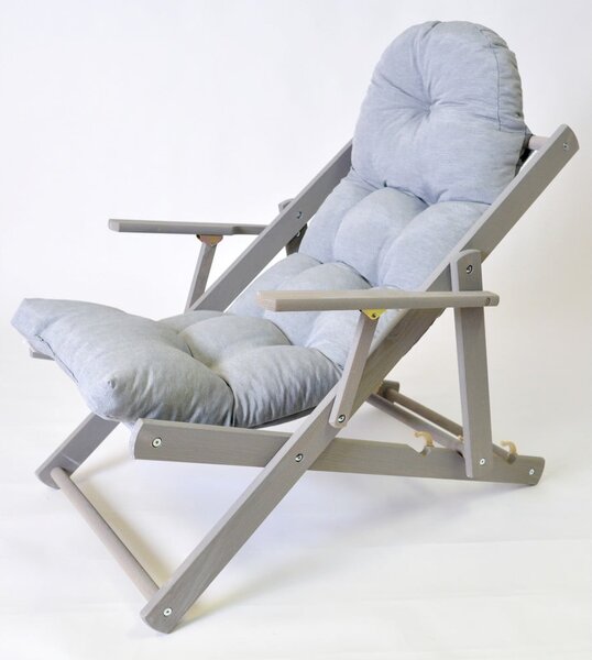 Sedia a sdraio pieghevole da giardino in legno grigio Borneo - Rojaplast