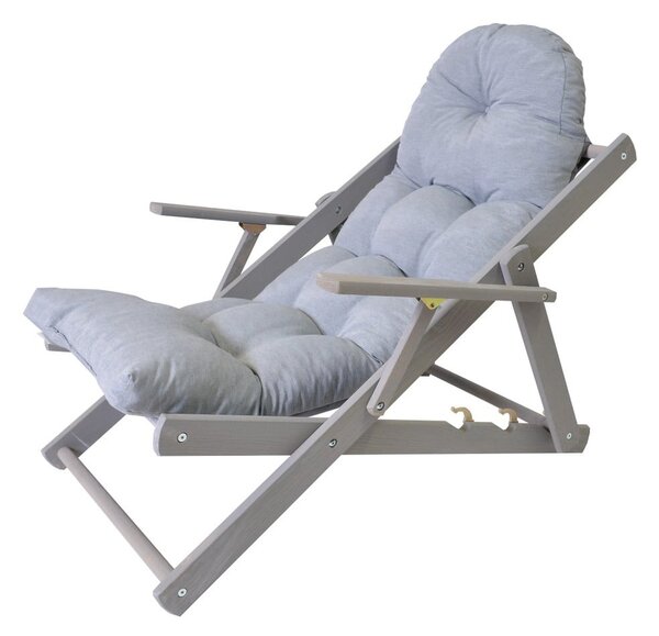 Sedia a sdraio pieghevole da giardino in legno grigio Borneo - Rojaplast