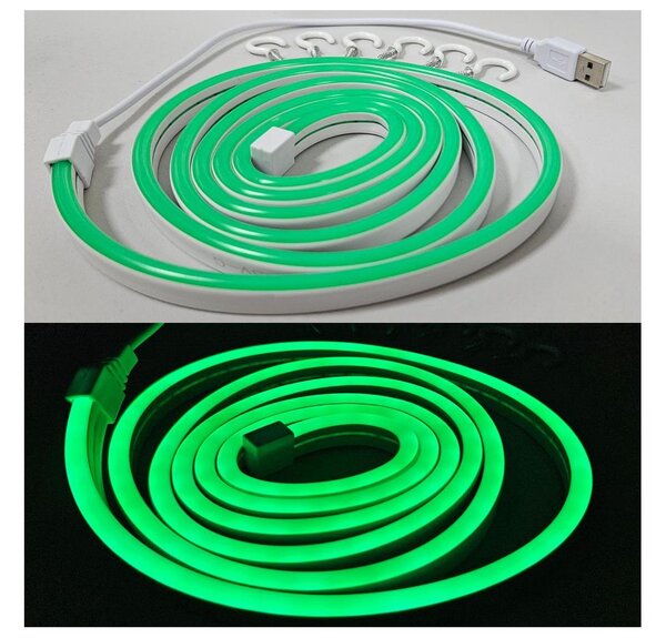 LED Striscia flessibile NEON LED/5V USB 1,8 m verde