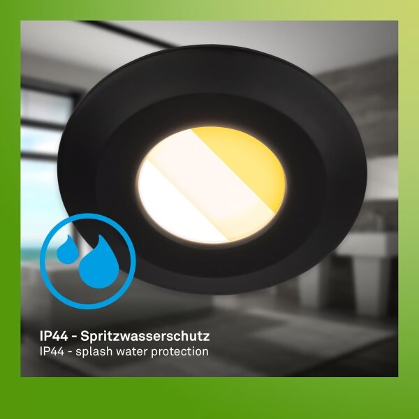 Briloner 7589035 - Set 3x LED dimmerabili per bagno, lampade da incasso KLIRA LED/4,9W/230V IP44, nero