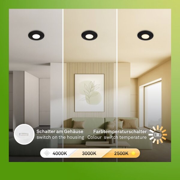 Briloner 7589035 - Set 3x LED dimmerabili per bagno, lampade da incasso KLIRA LED/4,9W/230V IP44, nero