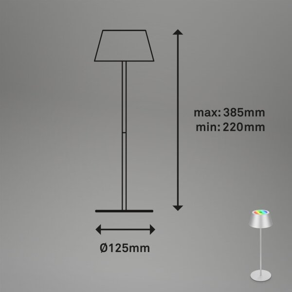 Brilo - Lampada da tavolo LED RGB ricaricabile a sfioramento KIKI LED/2,6W/5V IP44 2600 mAh argento