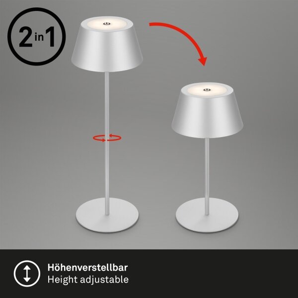 Brilo - Lampada da tavolo LED RGB ricaricabile a sfioramento KIKI LED/2,6W/5V IP44 2600 mAh argento