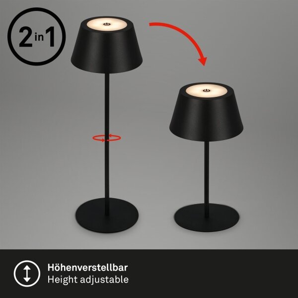 Brilo - Lampada da tavolo ricaricabile LED RGB a sfioramento KIKI LED/2,6W/5V IP44 2600 mAh nera