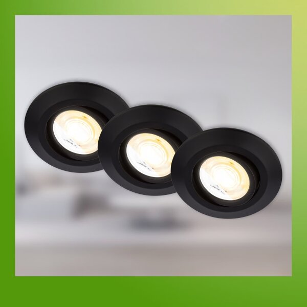 Briloner 7586035 - set di 3 faretti LED da incasso per bagno KLIRA LED/4,9W/230V IP23, nero