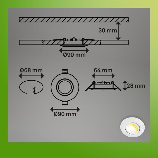 Briloner 7586036 - SET 3x LED lampade da incasso per bagno KLIRA LED/4,9W/230V IP23 bianche