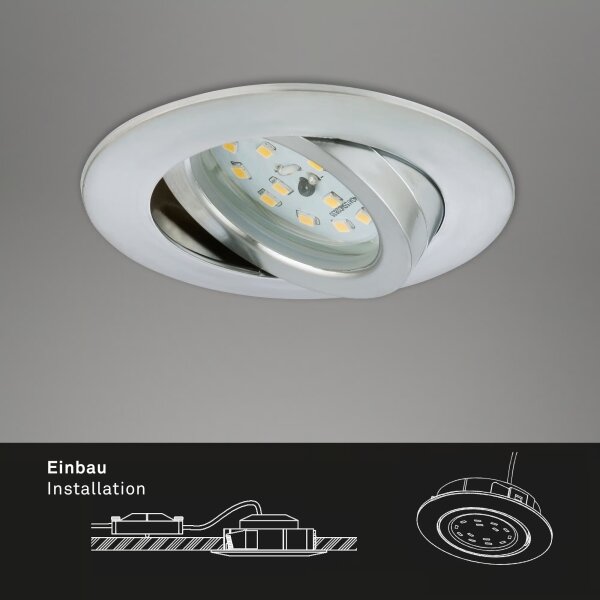 Briloner 7296-039 - Set da 3 faretti LED da incasso per bagno, 6,5W/230V IP23