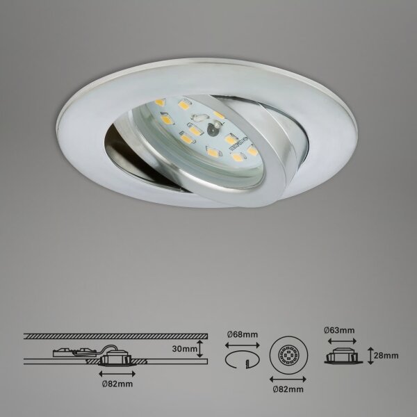 Briloner 7296-039 - Set da 3 faretti LED da incasso per bagno, 6,5W/230V IP23