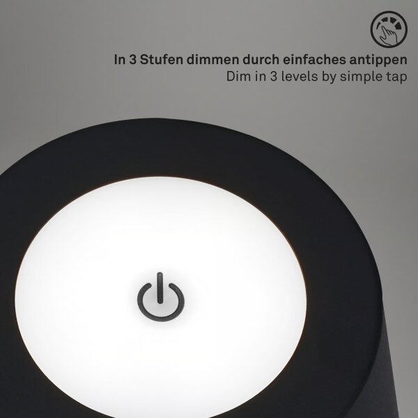 Briloner 1438015 - Lampada da terra LED dimmerabile KIKI 4,3W/5V IP44 2600 mAh nera