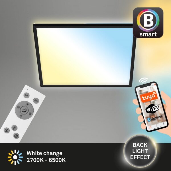 Briloner 7060-015 - Pannello LED dimmerabile SLIM 22W/230V 42x42 cm nero Wi-Fi Tuya + telecomando