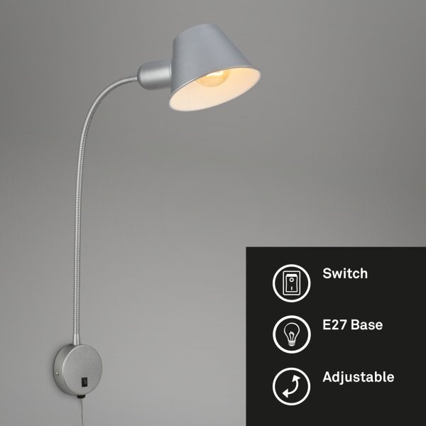 Briloner 2089-014 - Lampada da parete flessibile BRELLO 1xE27/10W/230V cromo opaco