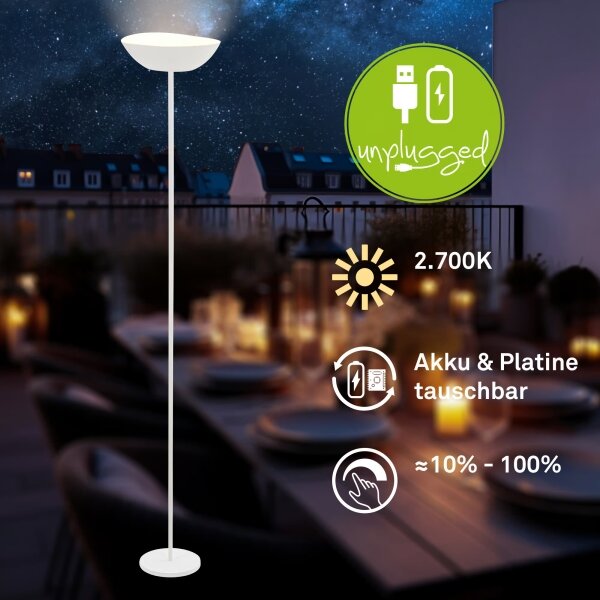 Briloner 1500016 - Lampada da terra LED dimmerabile ESTATE 8W/5V 4000 mAh bianca
