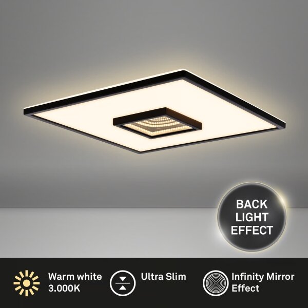 Briloner 3848015 - Plafoniera LED TORO LED/18W/230V 42x42 cm nera