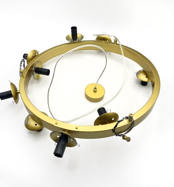 Lampadario a cavo SOLARI 9xE14/15W/230V oro/nero fumé