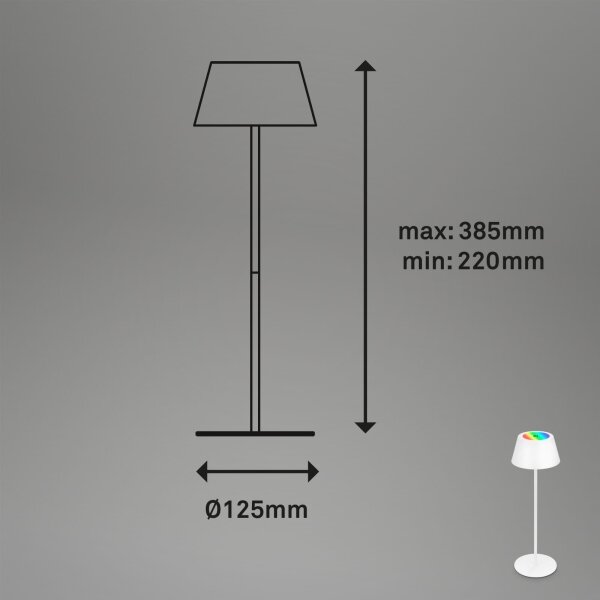Brilo - LED RGB lampada da tavolo ricaricabile a sfioramento KIKI LED/2,6W/5V IP44 2600 mAh bianco